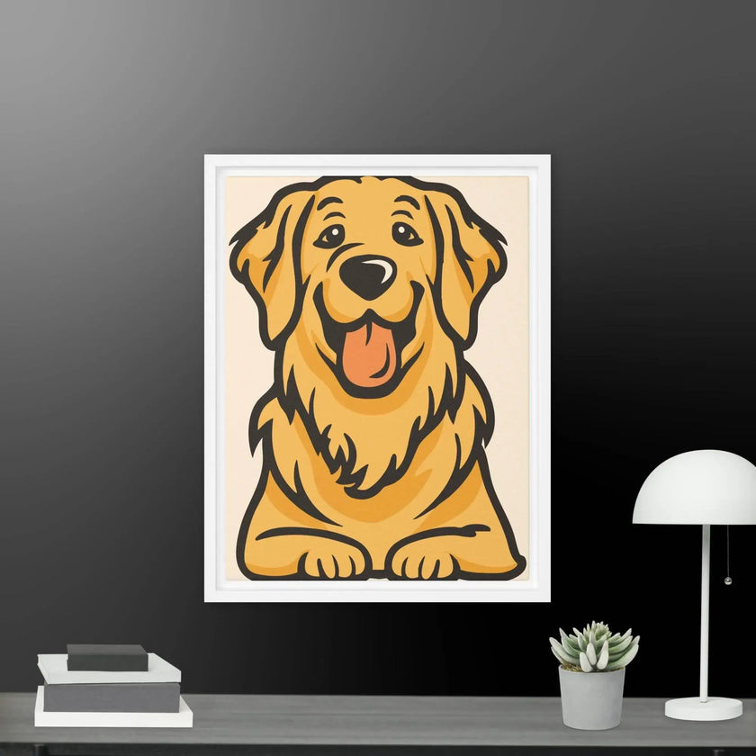 Golden Cute Dog Framed canvas - STYLISHOUR