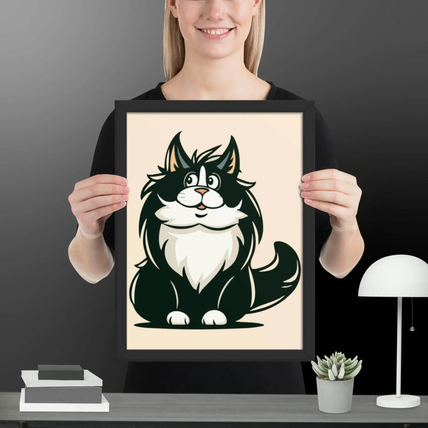 Cute Cat Illustration Framed poster - STYLISHOUR