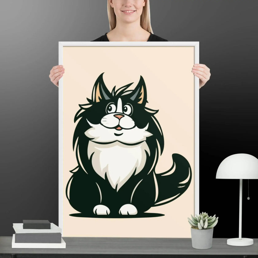Cute Cat Illustration Framed poster - STYLISHOUR