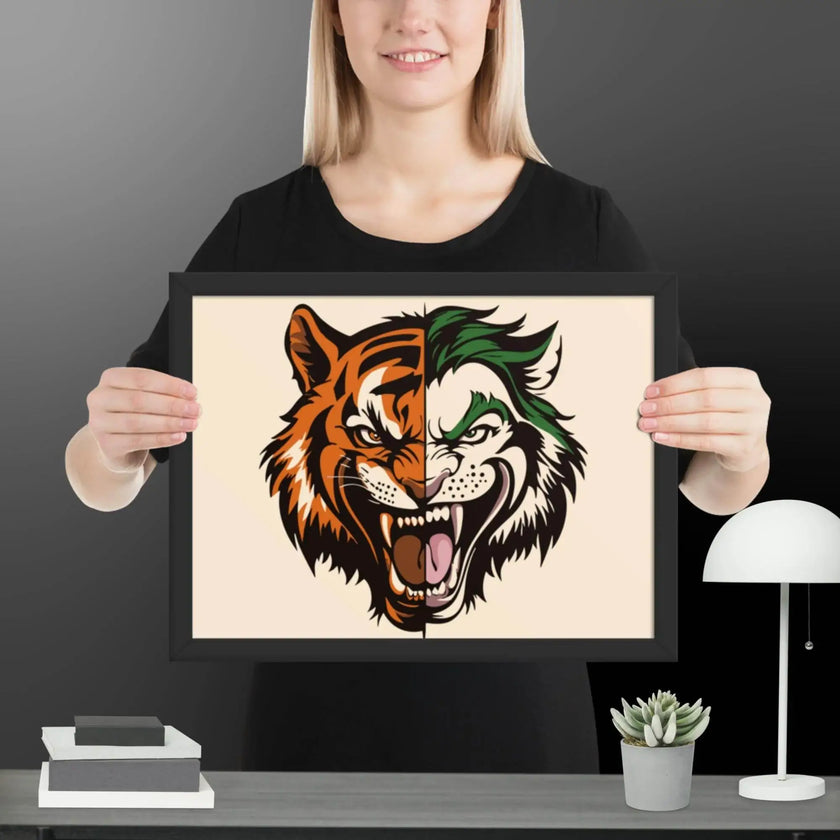 Roaring Madness – Joker Lion Fusion Art Framed poster - STYLISHOUR