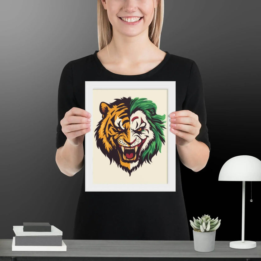 Roaring Madness – Joker Lion Fusion Art Print - STYLISHOUR