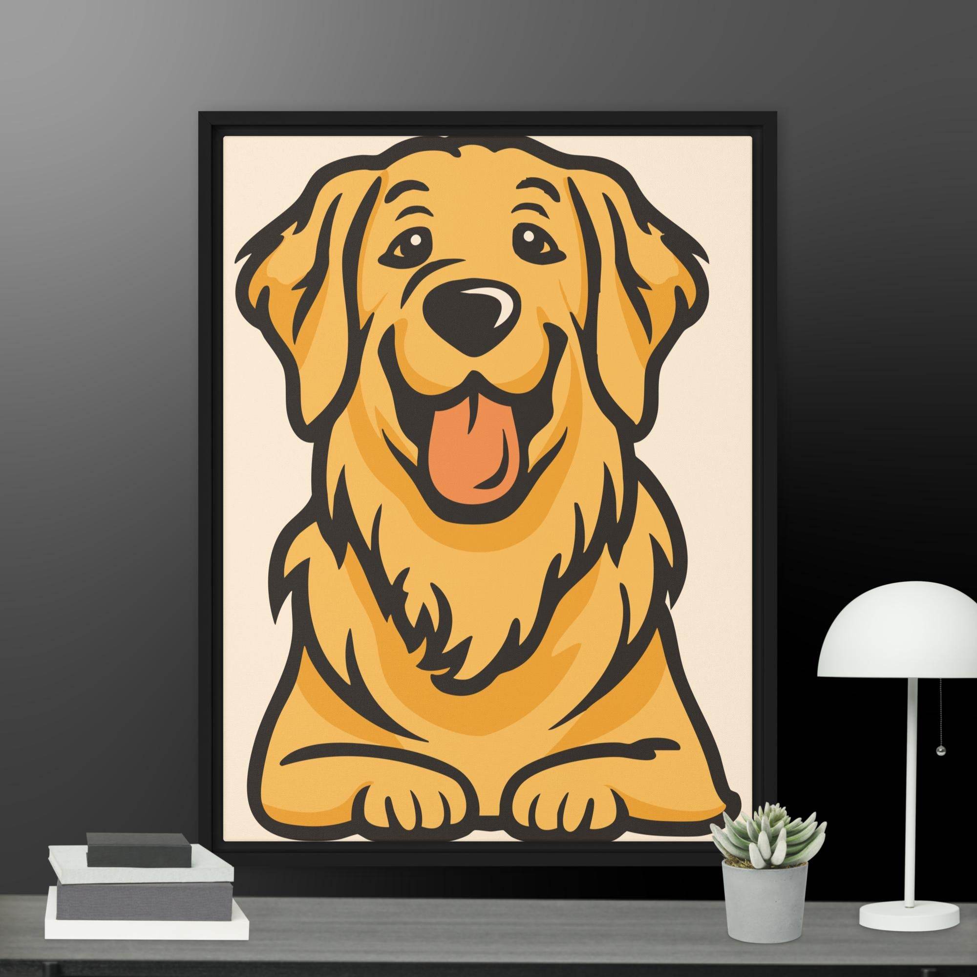 Golden Cute Dog Framed canvas - STYLISHOUR