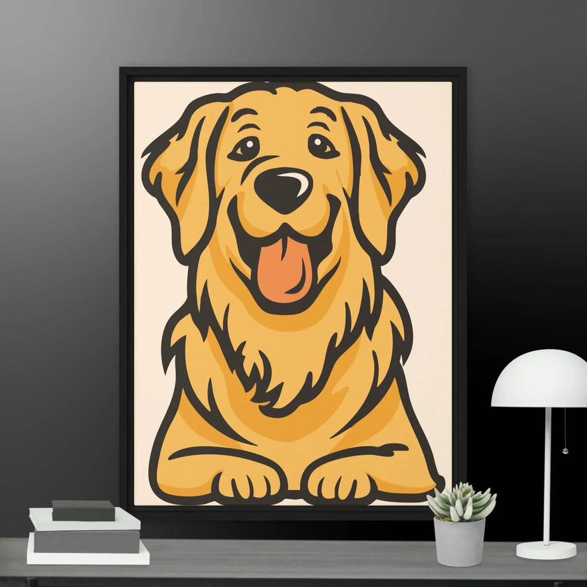 Golden Cute Dog Framed canvas - STYLISHOUR