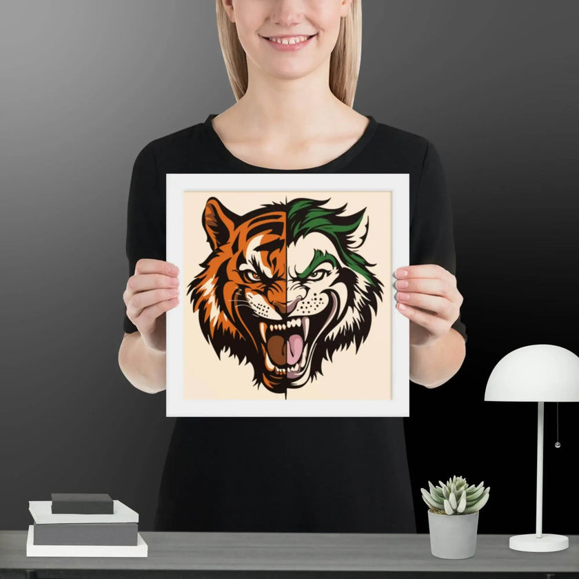 Roaring Madness – Joker Lion Fusion Art Framed poster - STYLISHOUR