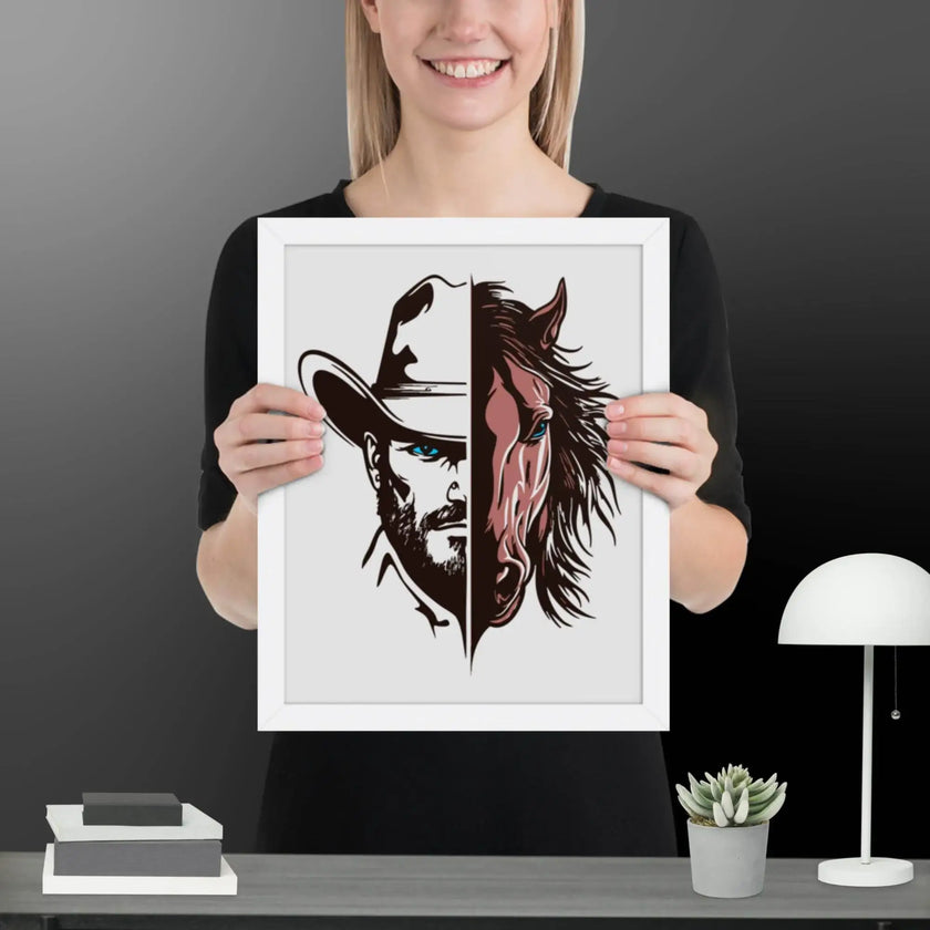 Western Whinny – Fusion of Horse Cowboy Poster - STYLISHOUR