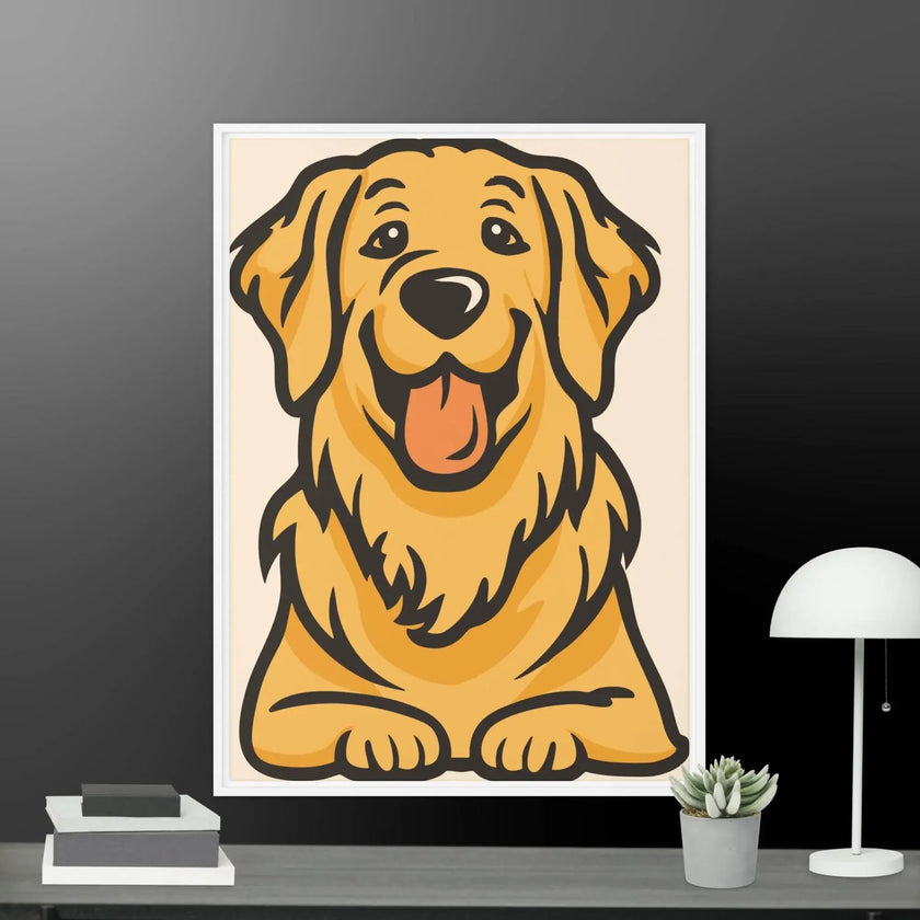 Golden Cute Dog Framed canvas - STYLISHOUR