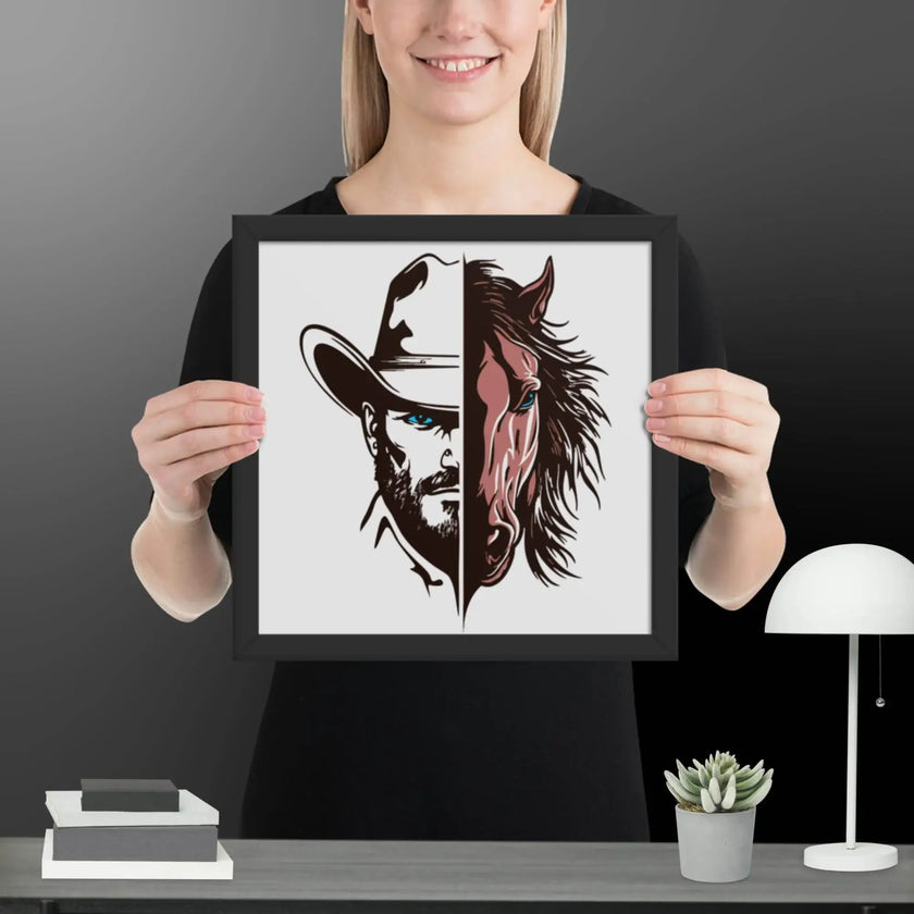 Western Whinny – Fusion of Horse Cowboy Poster - STYLISHOUR