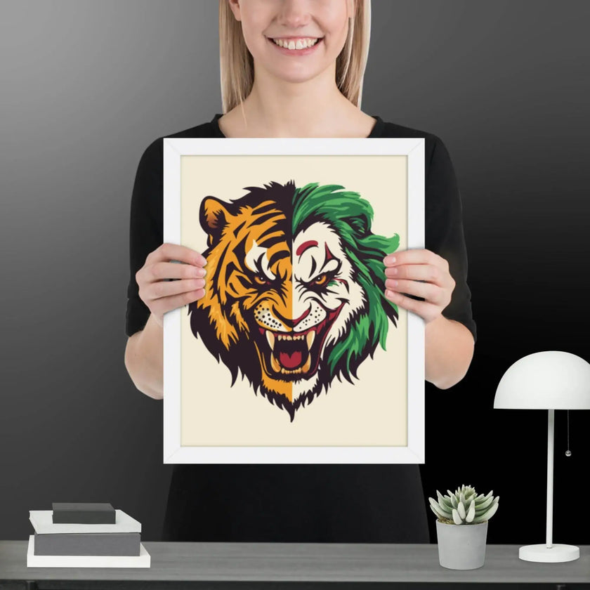 Roaring Madness – Joker Lion Fusion Art Print - STYLISHOUR