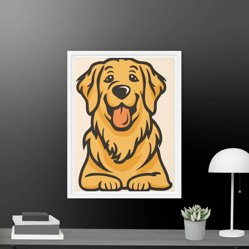 Golden Cute Dog Framed canvas - STYLISHOUR