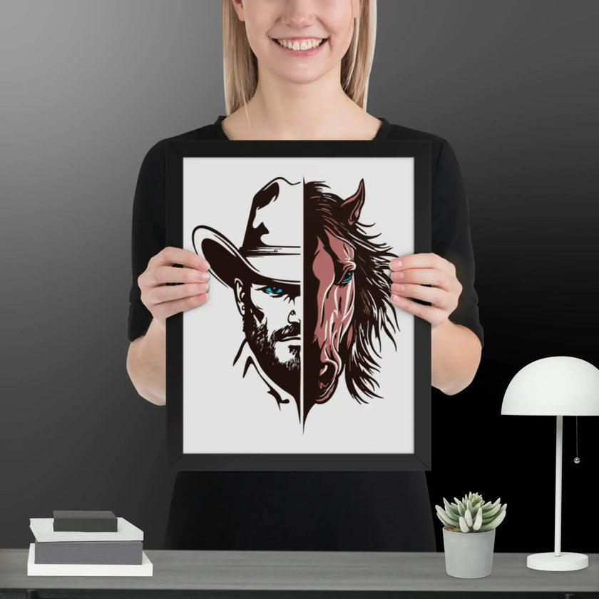 Western Whinny – Fusion of Horse Cowboy Poster - STYLISHOUR