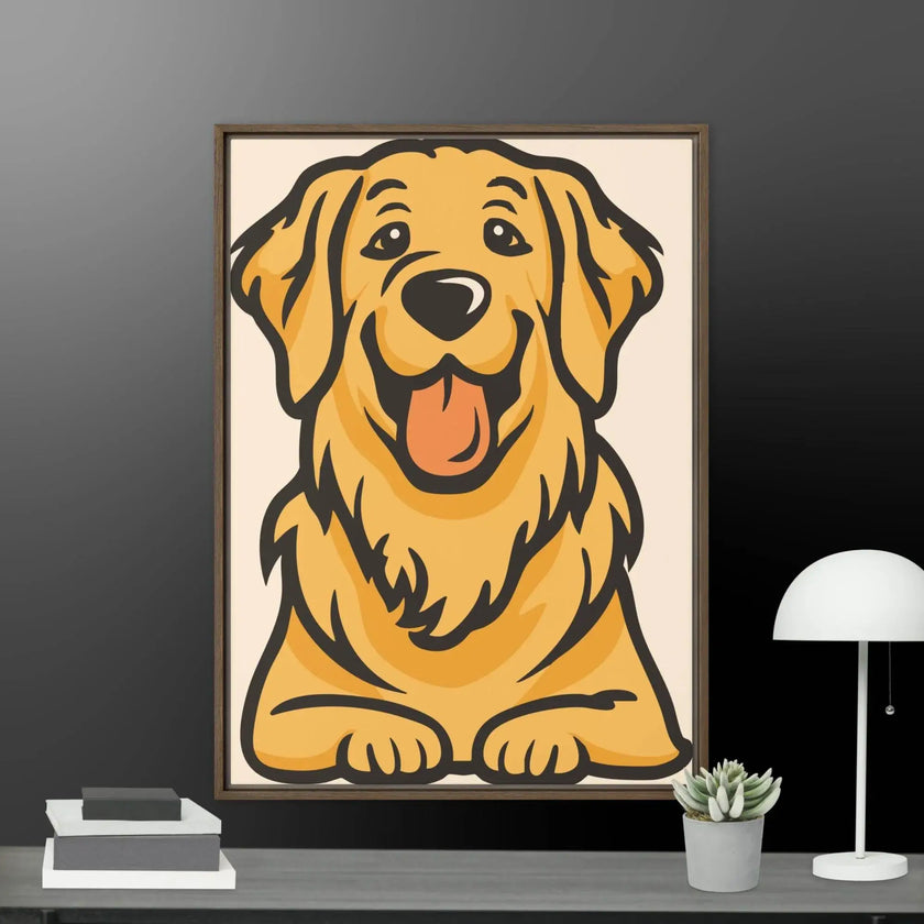 Golden Cute Dog Framed canvas - STYLISHOUR