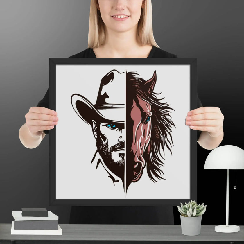Western Whinny – Fusion of Horse Cowboy Poster - STYLISHOUR