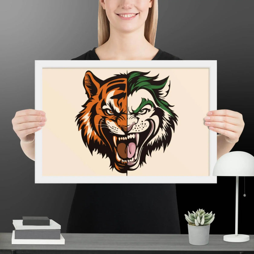 Roaring Madness – Joker Lion Fusion Art Framed poster - STYLISHOUR