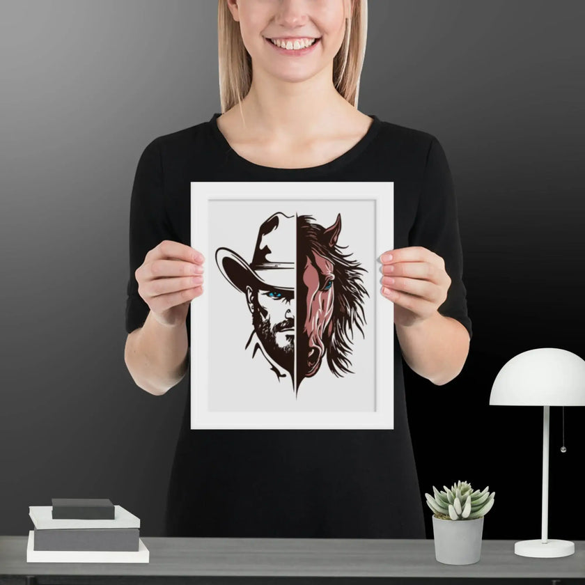 Western Whinny – Fusion of Horse Cowboy Poster - STYLISHOUR