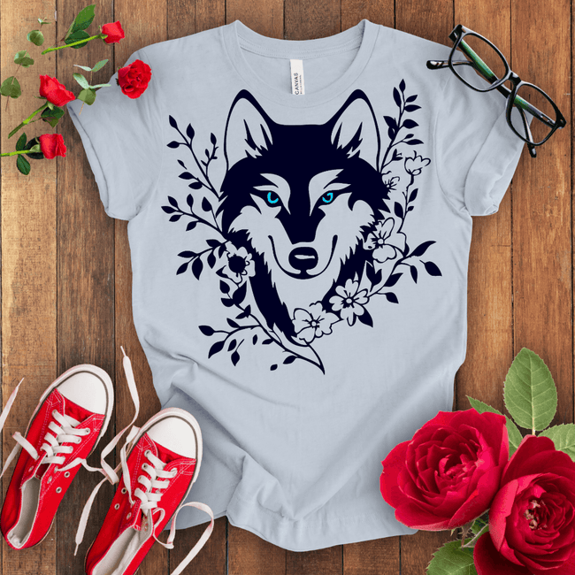 Floral Green Eye Wolf T-shirt - STYLISHOUR