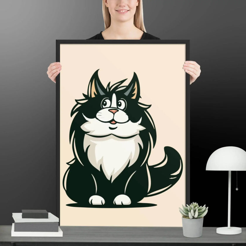 Cute Cat Illustration Framed poster - STYLISHOUR