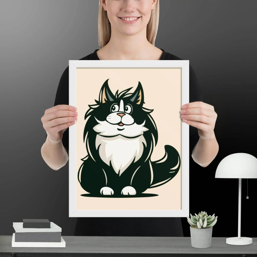 Cute Cat Illustration Framed poster - STYLISHOUR
