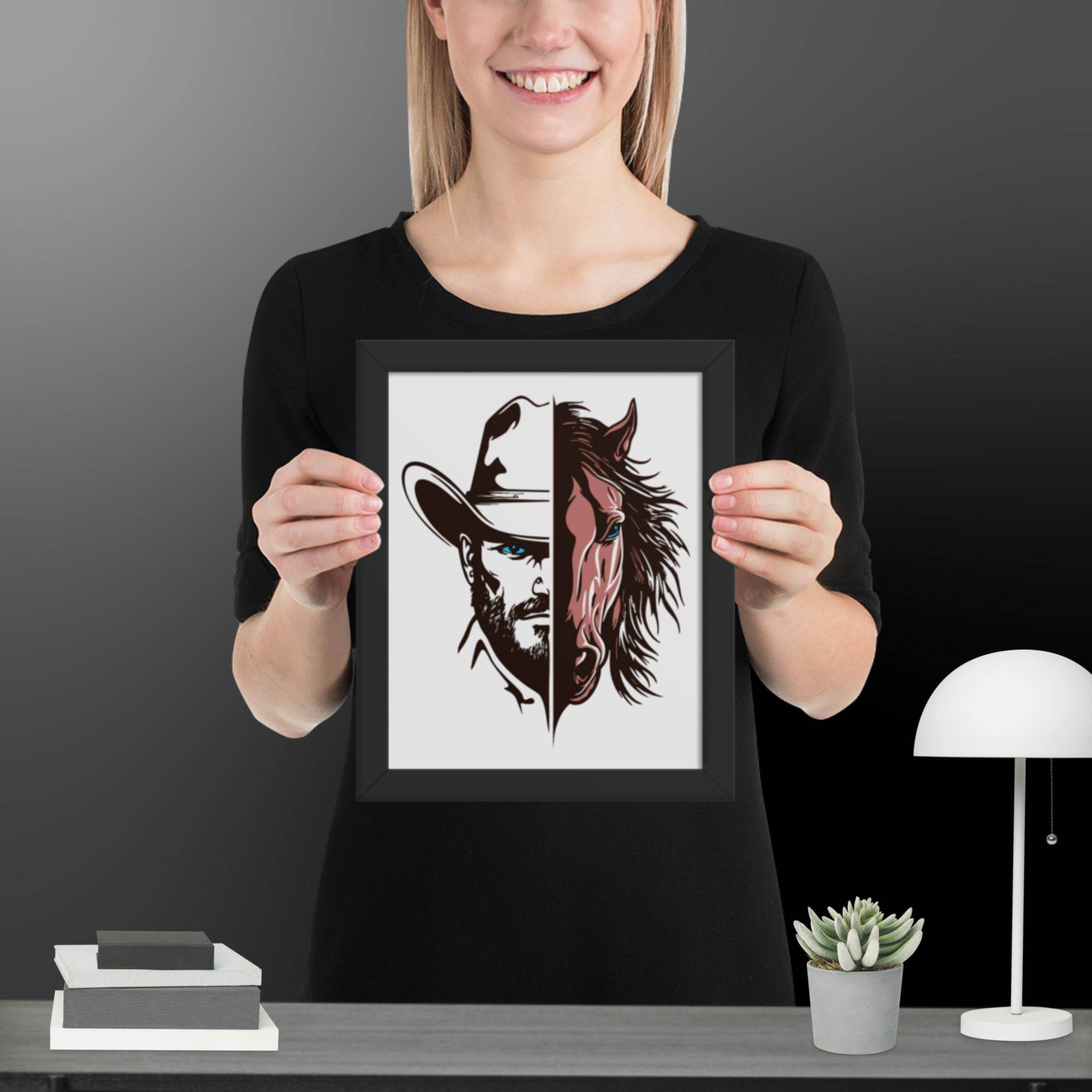 Western Whinny – Fusion of Horse Cowboy Poster - STYLISHOUR