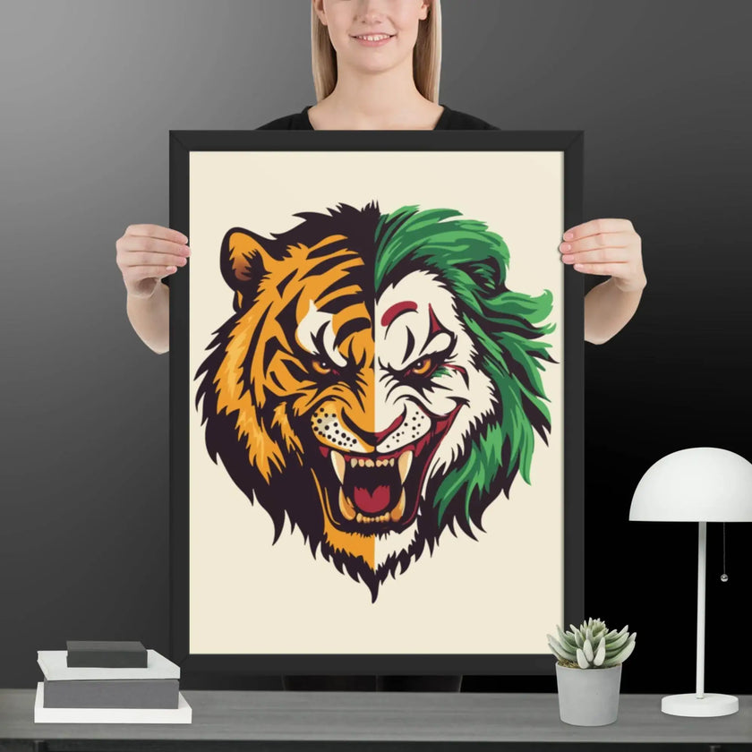 Roaring Madness – Joker Lion Fusion Art Print - STYLISHOUR