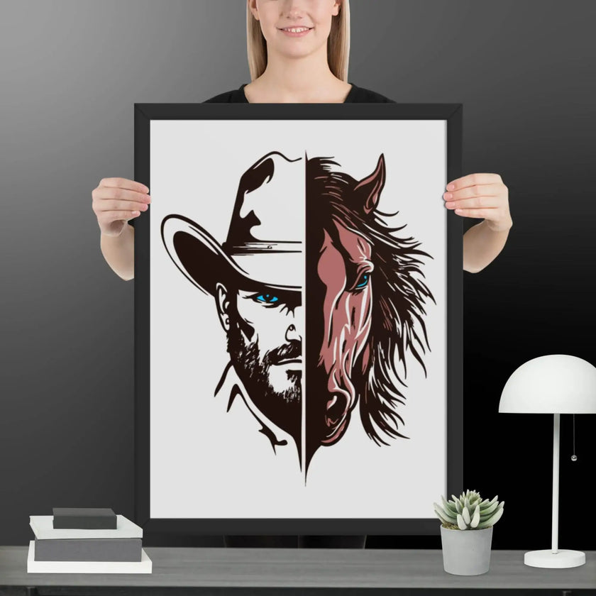 Western Whinny – Fusion of Horse Cowboy Poster - STYLISHOUR