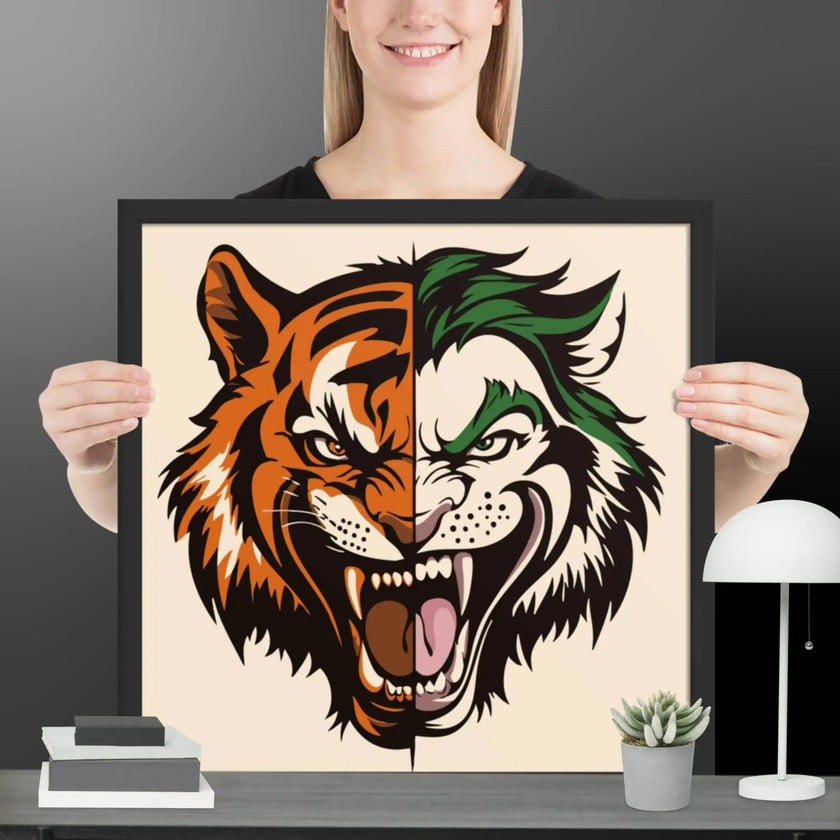 Roaring Madness – Joker Lion Fusion Art Framed poster - STYLISHOUR