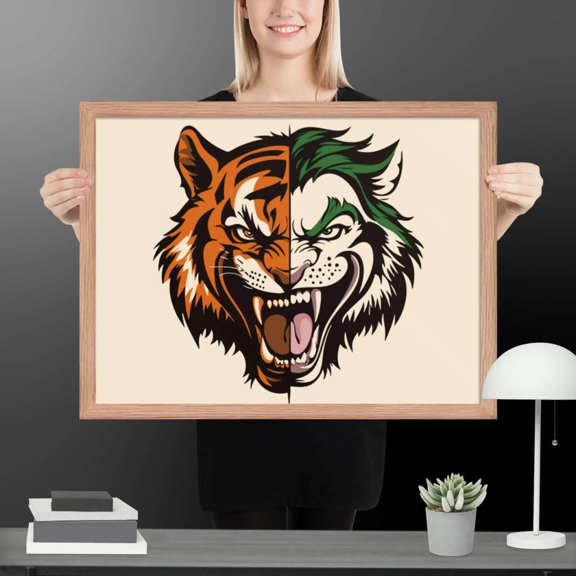 Roaring Madness – Joker Lion Fusion Art Framed poster - STYLISHOUR