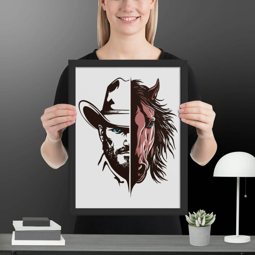 Western Whinny – Fusion of Horse Cowboy Poster - STYLISHOUR
