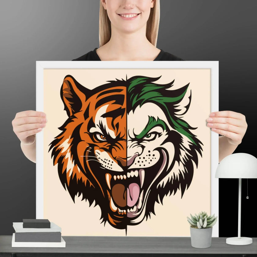 Roaring Madness – Joker Lion Fusion Art Framed poster - STYLISHOUR