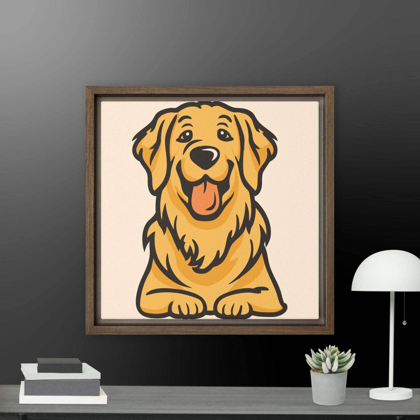 Golden Cute Dog Framed canvas - STYLISHOUR