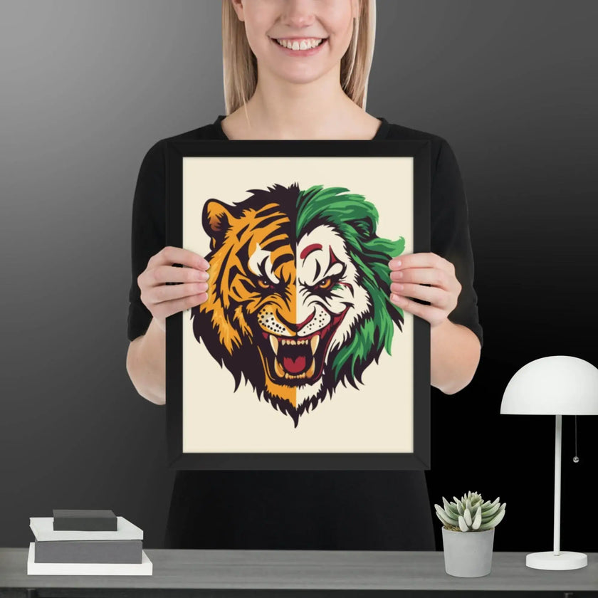 Roaring Madness – Joker Lion Fusion Art Print - STYLISHOUR