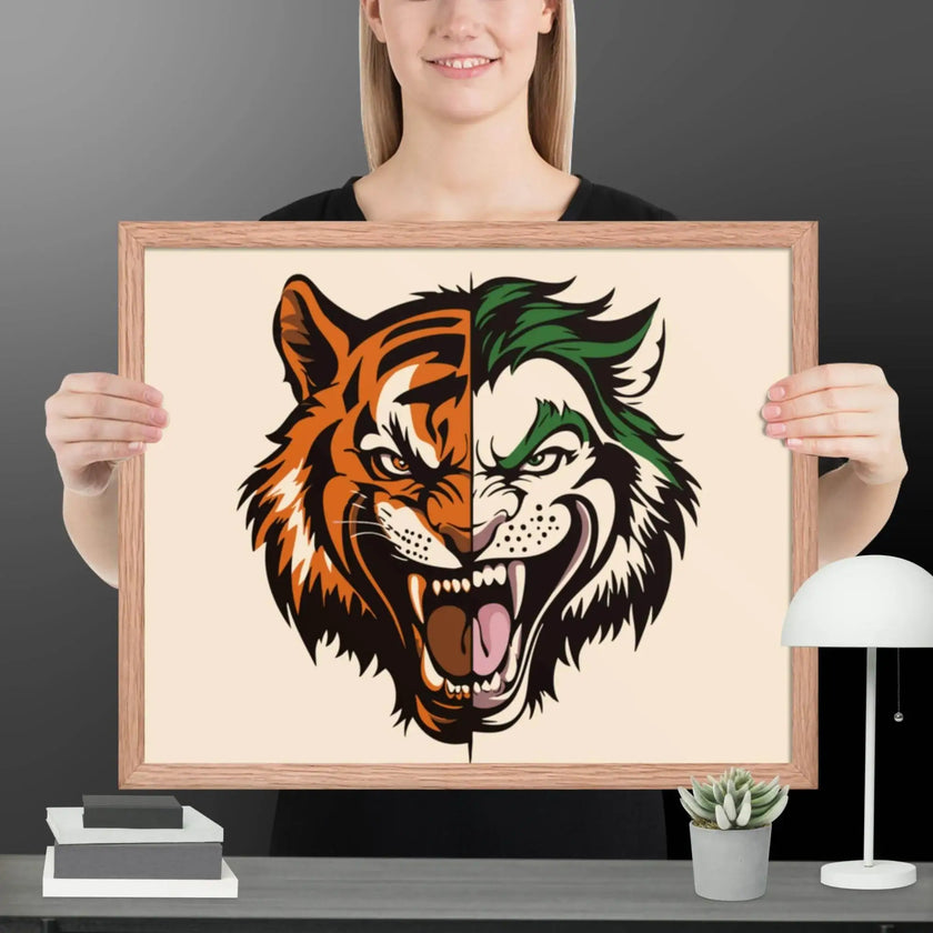 Roaring Madness – Joker Lion Fusion Art Framed poster - STYLISHOUR