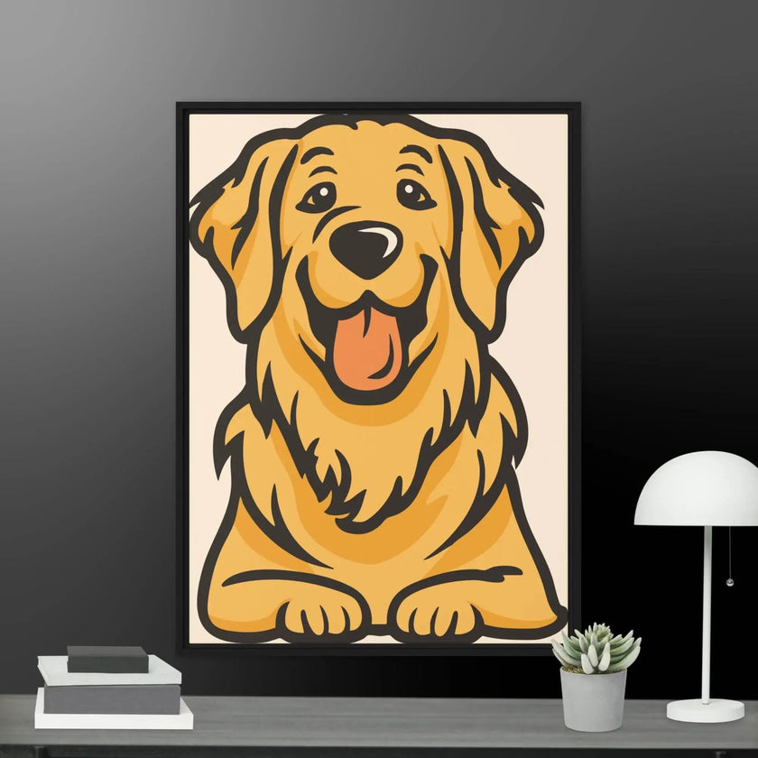 Golden Cute Dog Framed canvas - STYLISHOUR