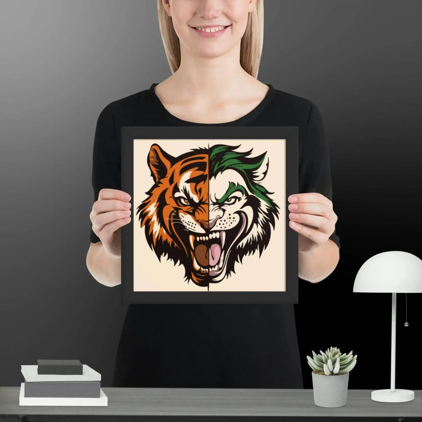 Roaring Madness – Joker Lion Fusion Art Framed poster - STYLISHOUR