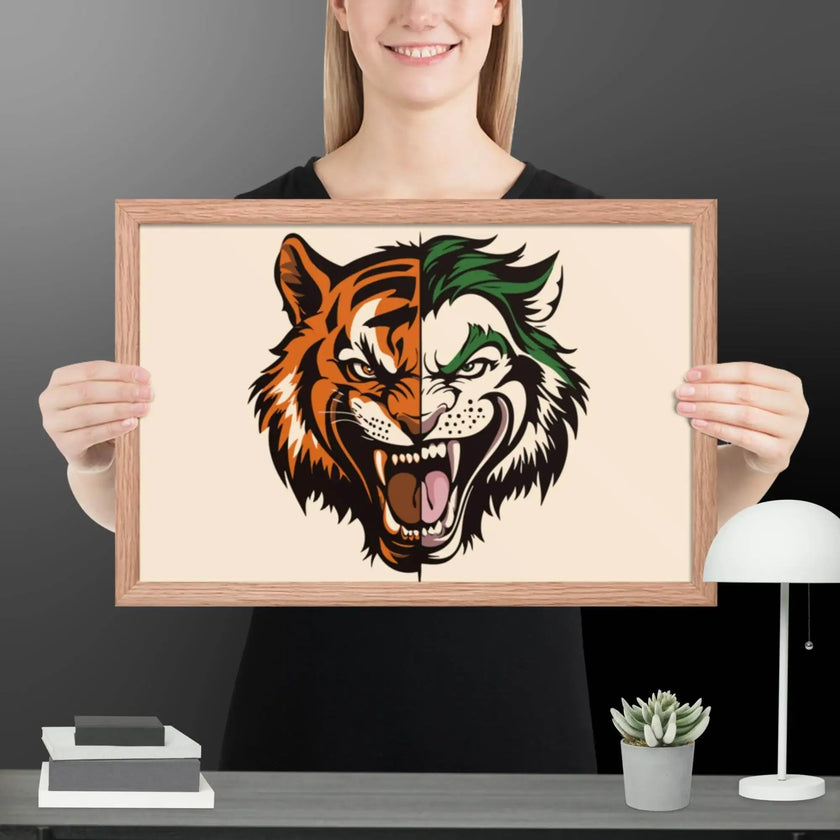 Roaring Madness – Joker Lion Fusion Art Framed poster - STYLISHOUR