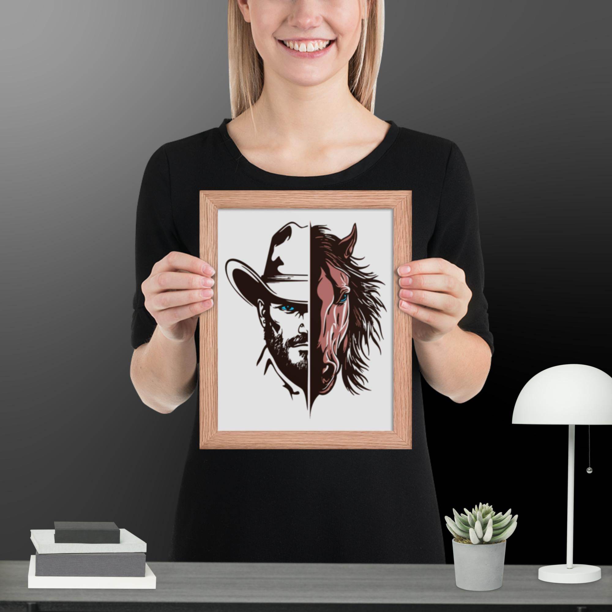Western Whinny – Fusion of Horse Cowboy Poster - STYLISHOUR