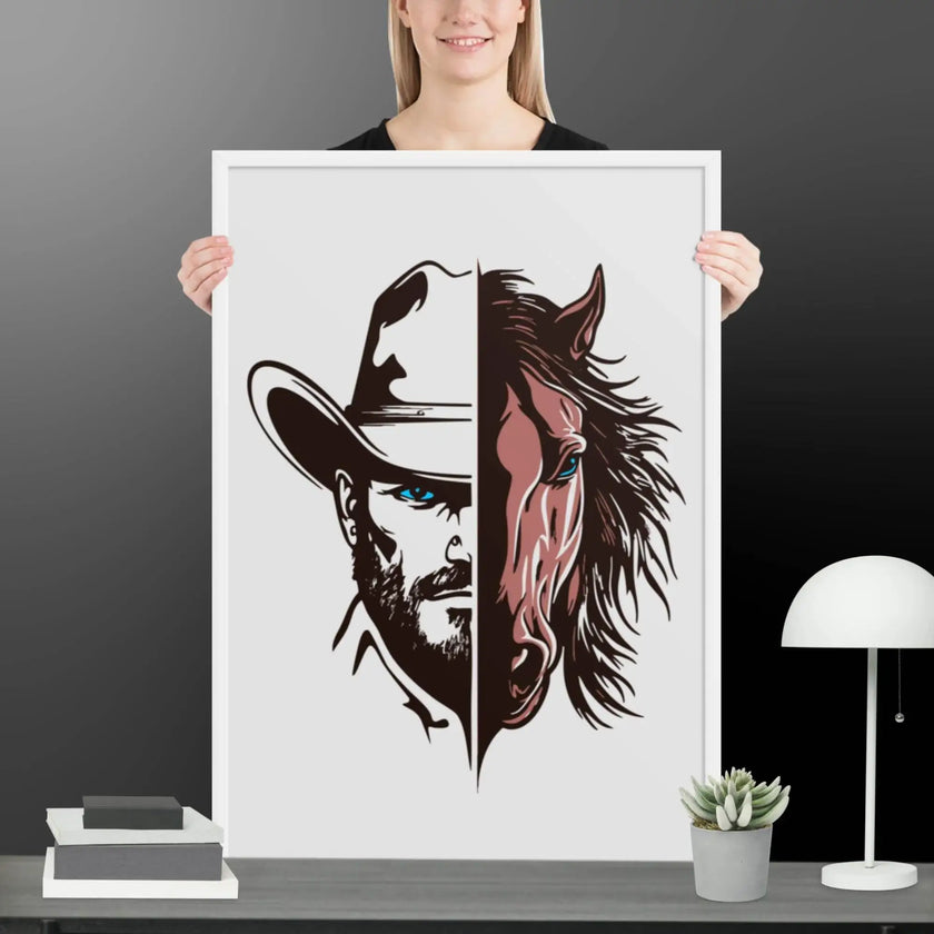 Western Whinny – Fusion of Horse Cowboy Poster - STYLISHOUR