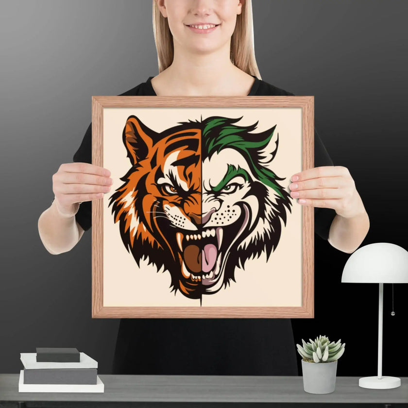 Roaring Madness – Joker Lion Fusion Art Framed poster - STYLISHOUR