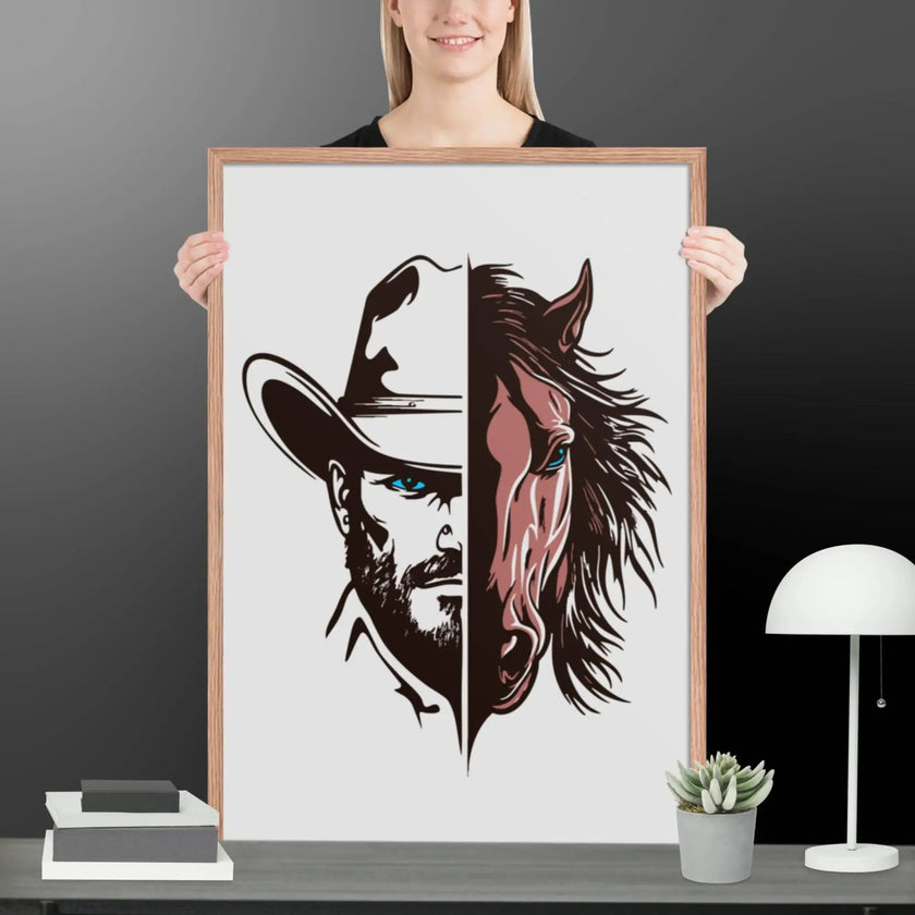Western Whinny – Fusion of Horse Cowboy Poster - STYLISHOUR