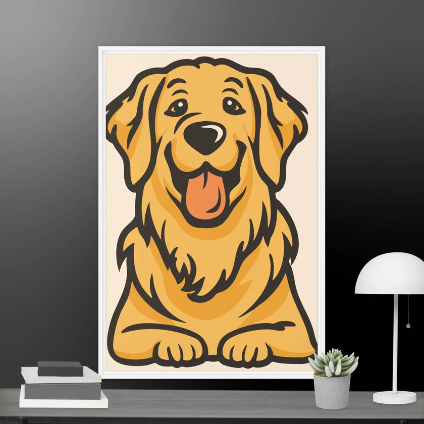 Golden Cute Dog Framed canvas - STYLISHOUR