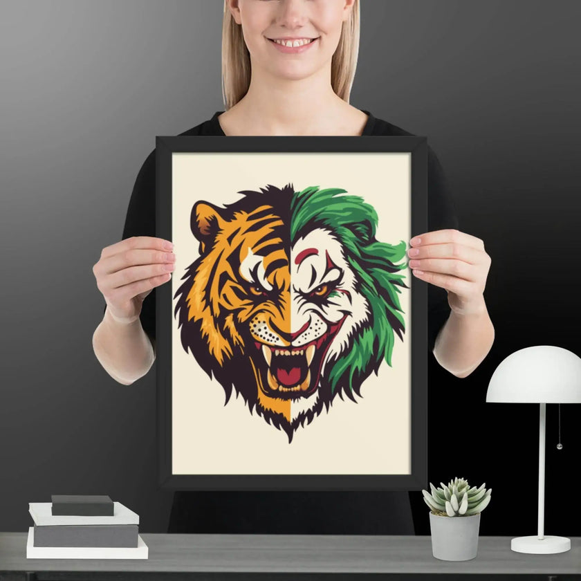 Roaring Madness – Joker Lion Fusion Art Print - STYLISHOUR