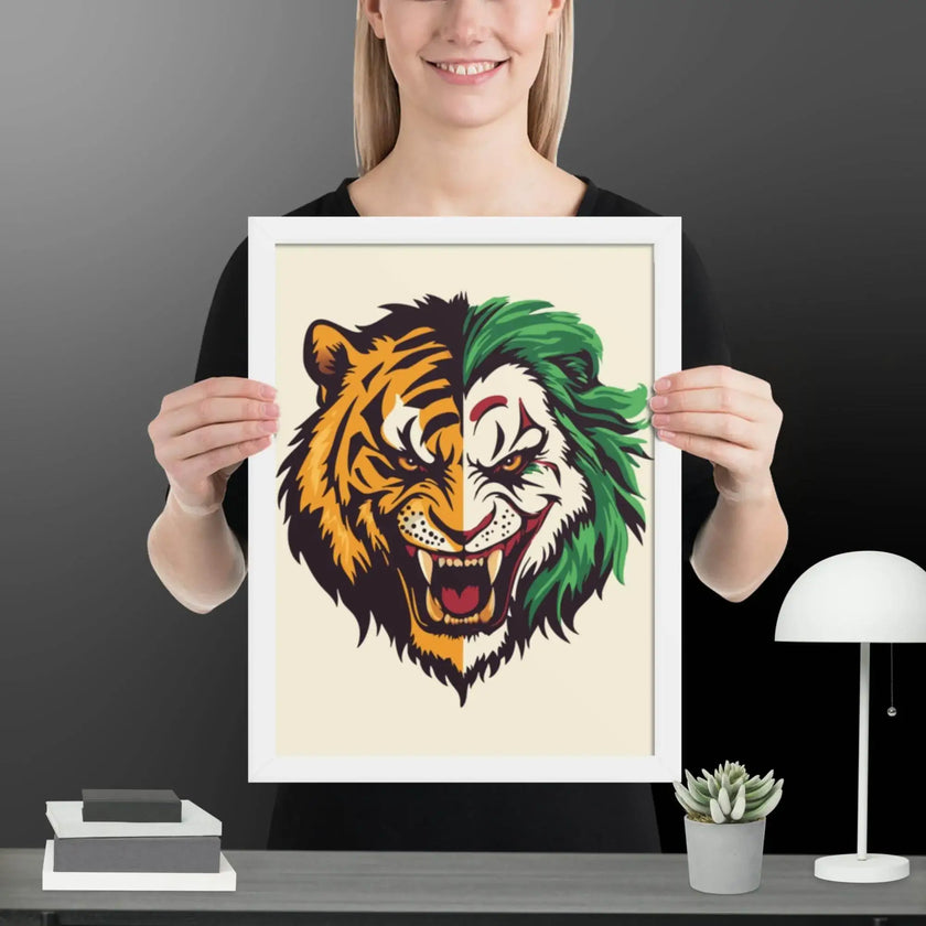 Roaring Madness – Joker Lion Fusion Art Print - STYLISHOUR