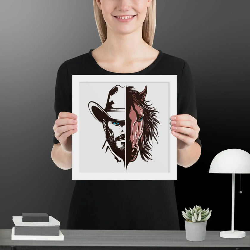 Western Whinny – Fusion of Horse Cowboy Poster - STYLISHOUR
