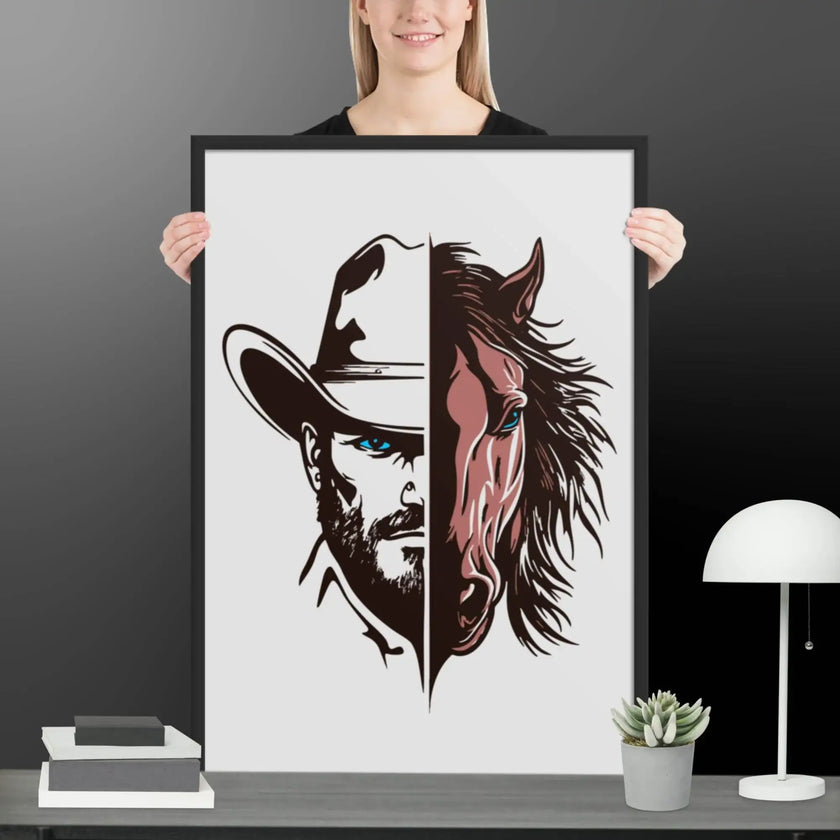 Western Whinny – Fusion of Horse Cowboy Poster - STYLISHOUR