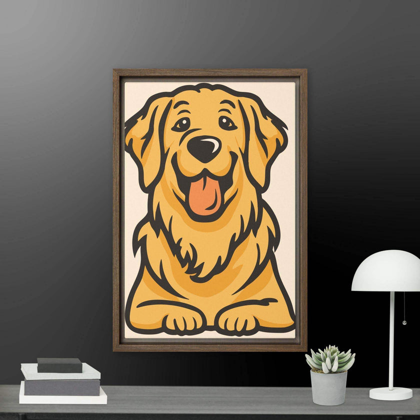 Golden Cute Dog Framed canvas - STYLISHOUR