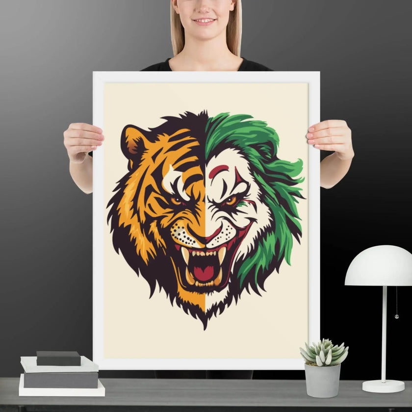 Roaring Madness – Joker Lion Fusion Art Print - STYLISHOUR
