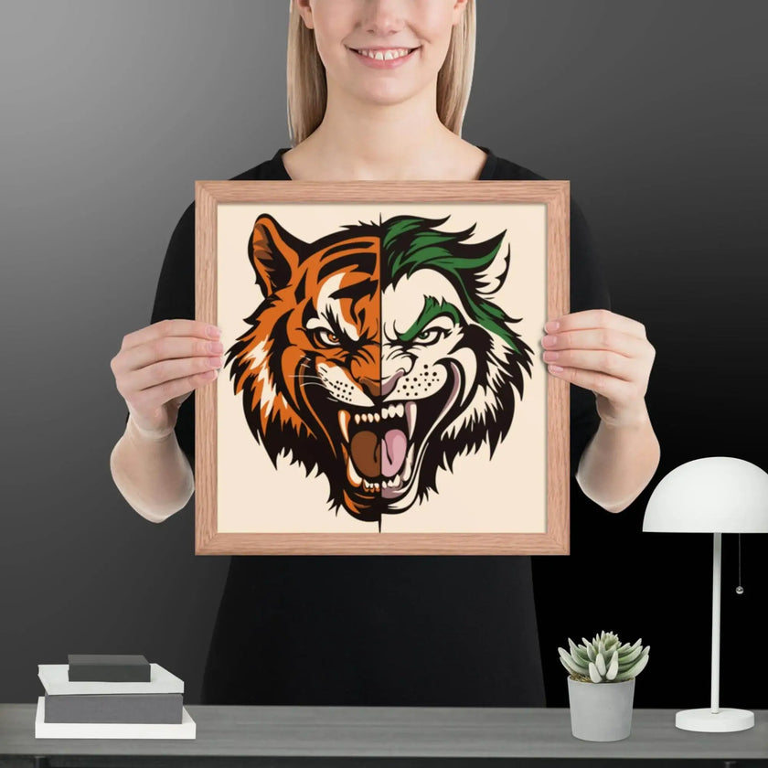 Roaring Madness – Joker Lion Fusion Art Framed poster - STYLISHOUR