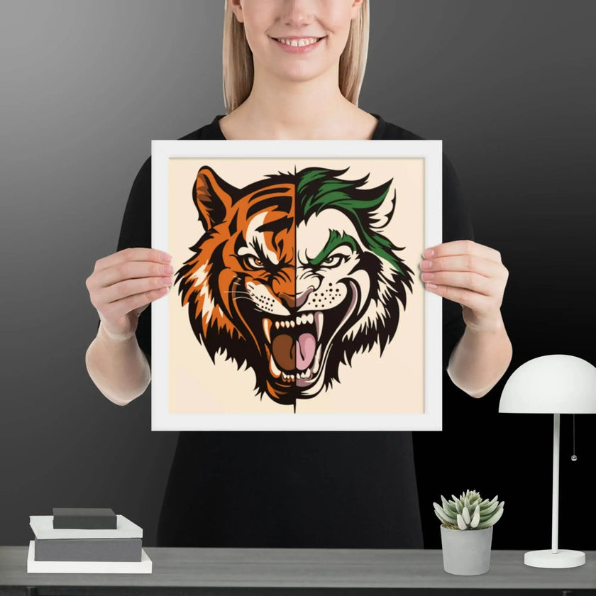 Roaring Madness – Joker Lion Fusion Art Framed poster - STYLISHOUR