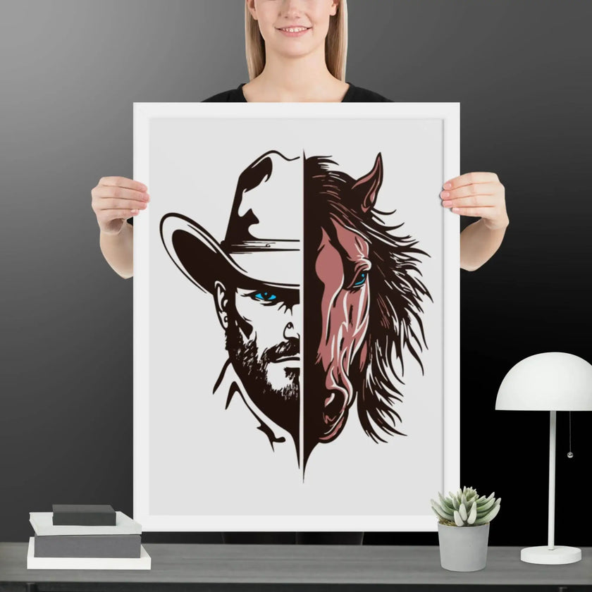 Western Whinny – Fusion of Horse Cowboy Poster - STYLISHOUR